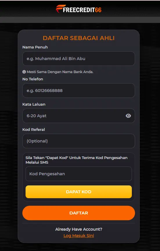 FreeCredit66 Registration